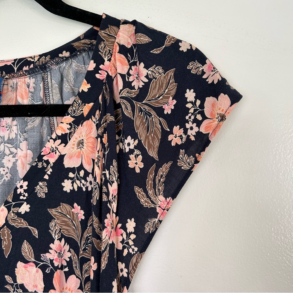 Old Navy Navy Floral Midi Dress with Blush Flowers - Picture 10 of 14